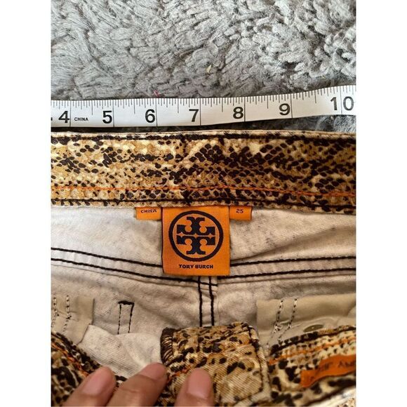 Tory Burch snake print cropped Y2k low rise jeans size 25 - Picture 5 of 7